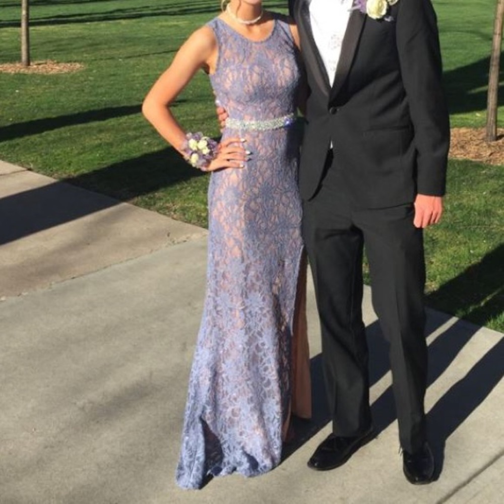 Lilac Lace Prom Dress